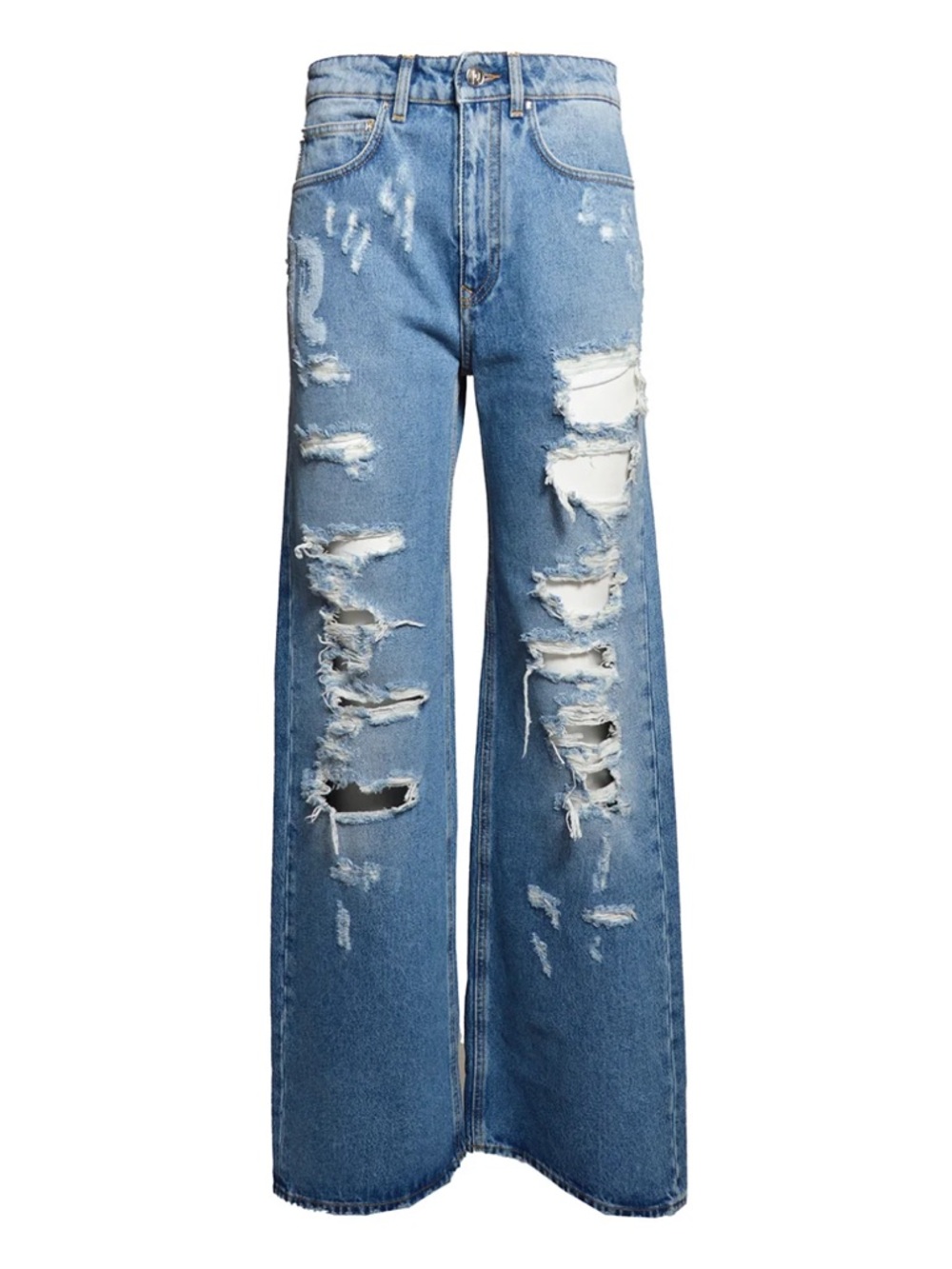 Distressed Wide-Leg Women’s Jeans - Light Blue